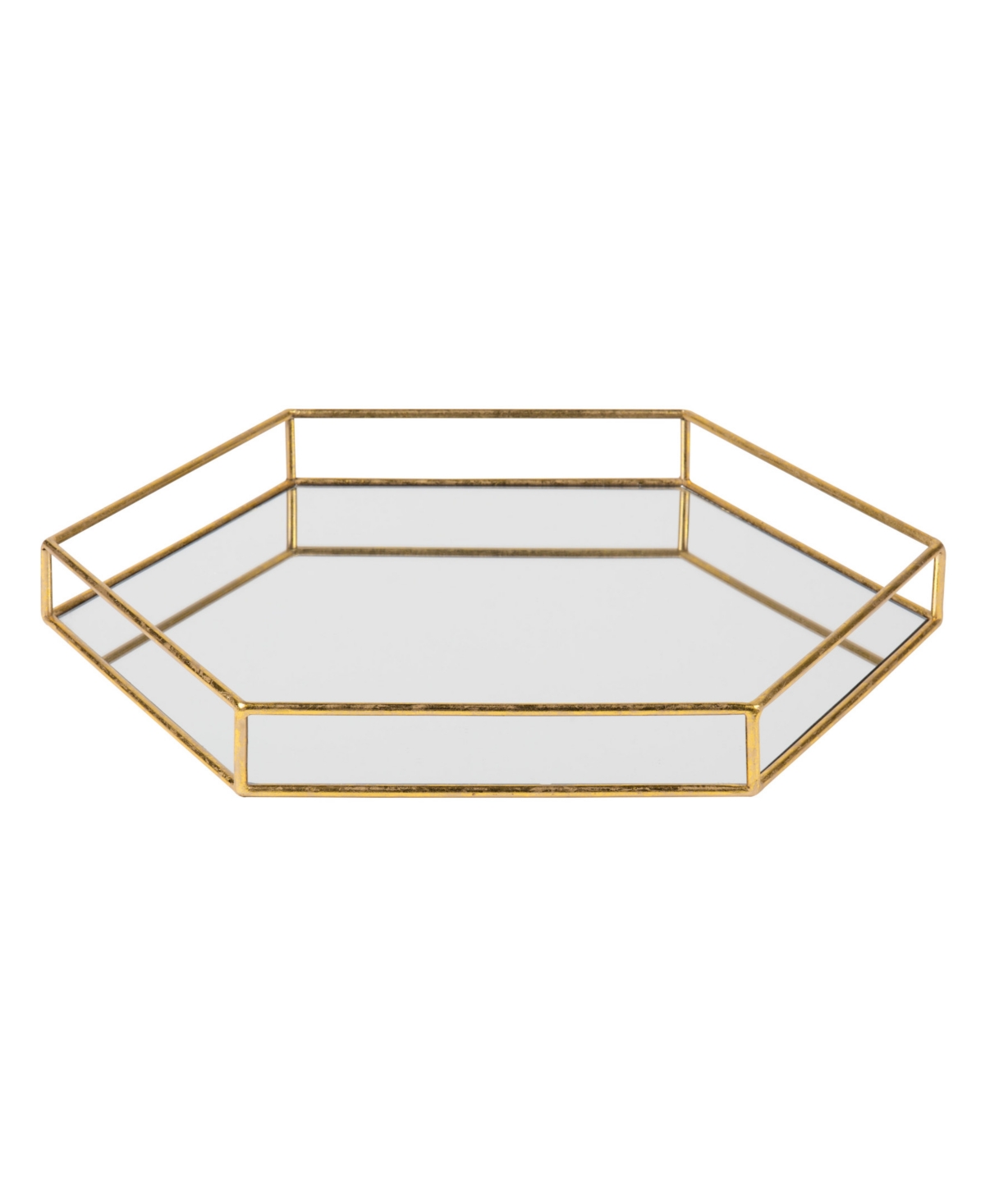 Kate And Laurel Felicia Metal Mirrored Hexagon Decorative Tray In Gold