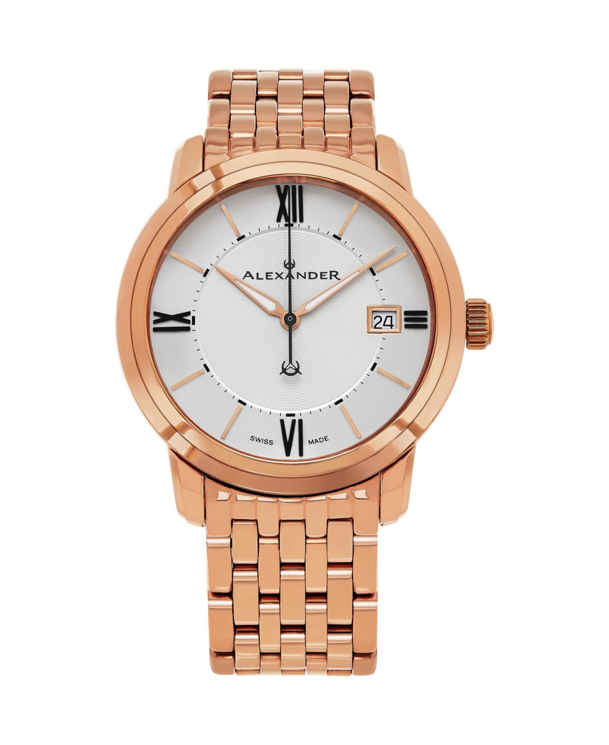 Alexander Watch A111B-08, Stainless Steel Rose Gold Tone Case on Stainless Steel Rose Gold Tone Bracelet - Rose Gold