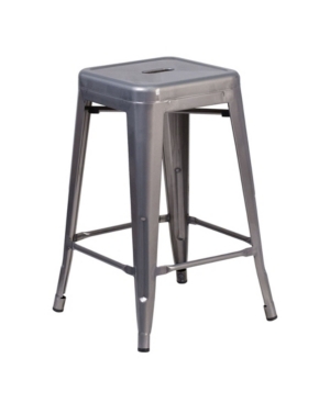 CLICKHERE2SHOP OFFEX 24'' HIGH BACKLESS CLEAR COATED METAL INDOOR BAR STOOL WITH SQUARE SEAT