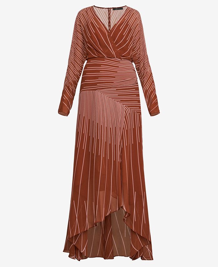 FAUX-WRAP CHIFFON DRESS WITH BLACK Sash Ivory main image 1