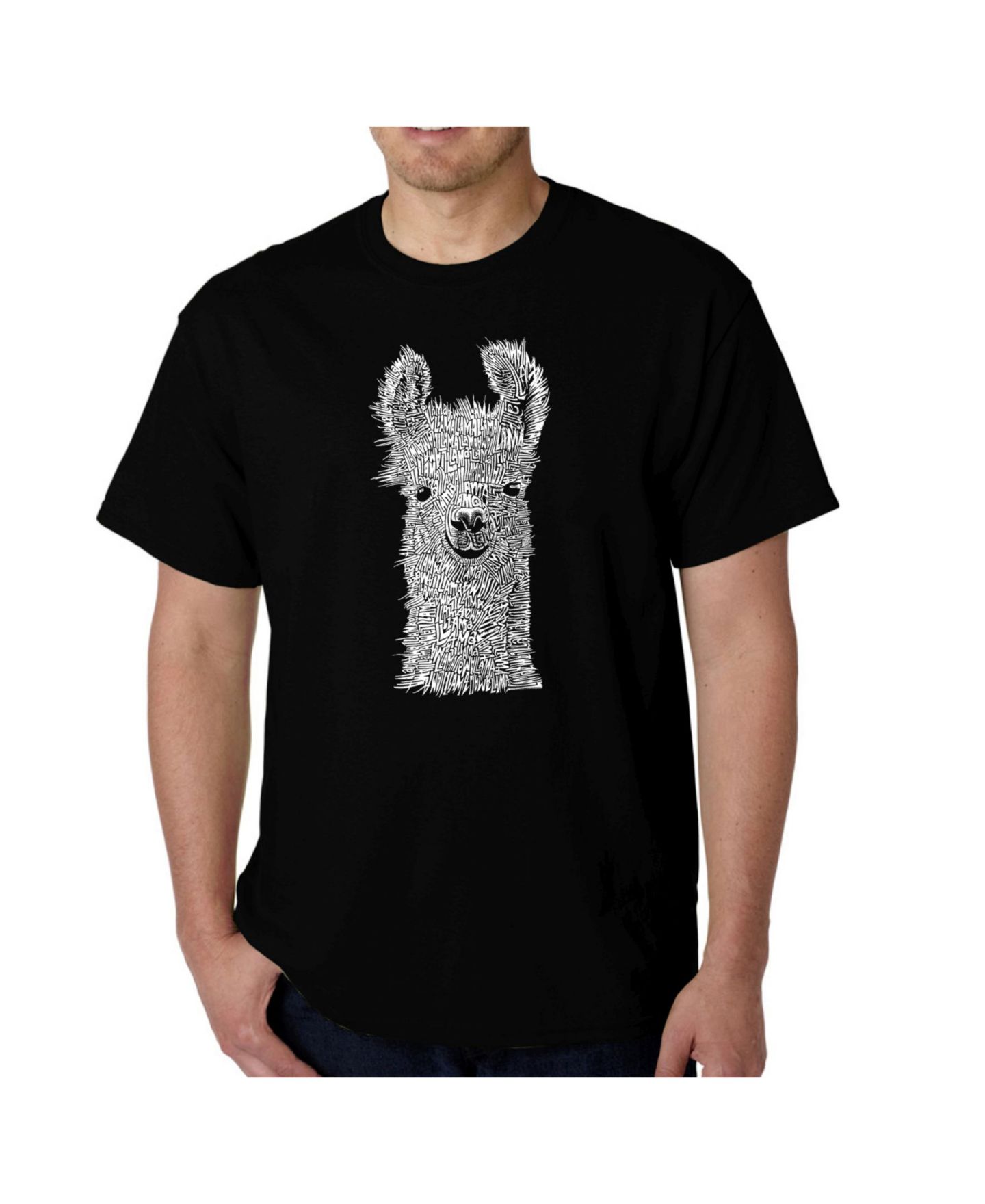 Мужская футболка LA Pop Art Word Art - Llama, цвет: Чёрный — фото 1