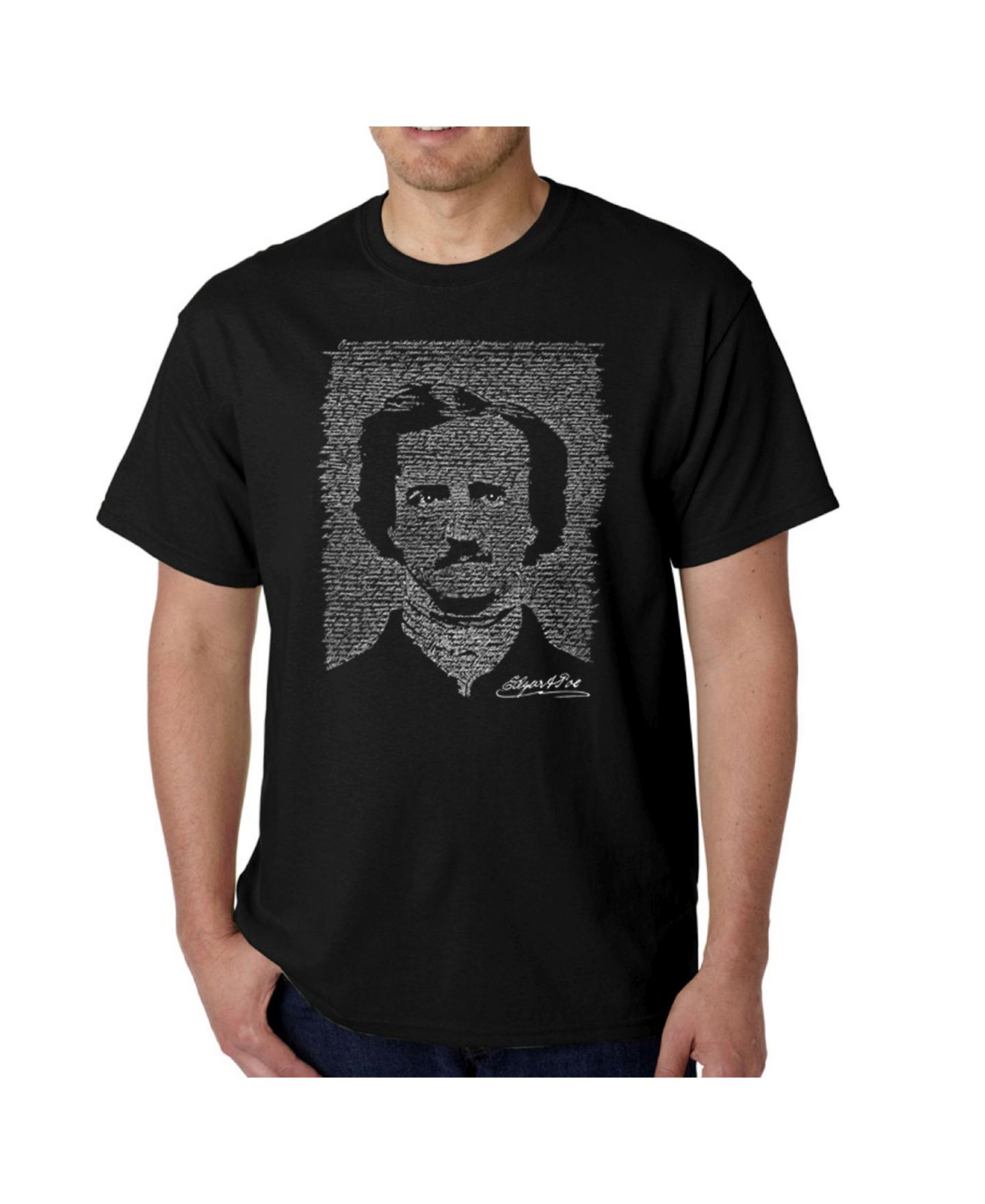 Мужская футболка LA Pop Art Word Art - Edgar Allen Poe - The Raven, цвет: Чёрный — фото 1