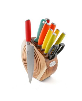 Fiesta Knife Set Wood Block Merengue Kitchen Knives Chefs Red Yellow Blue