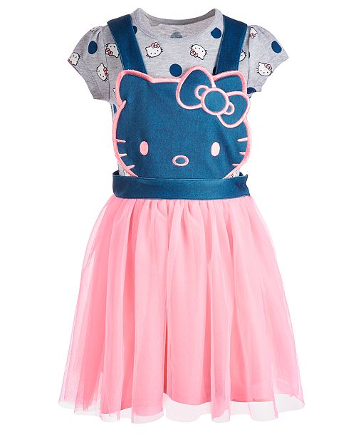 Hello Kitty Toddler Girls 2 Pc Printed T Shirt Pinafore Dress