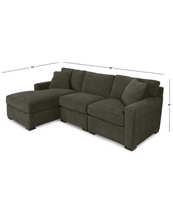 3 Piece Fabric Chaise Sectional Sofa, Macys Sofa Bed Sectional