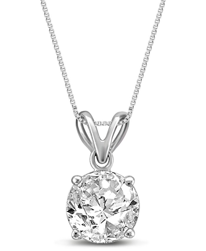 Macy's Diamond 18" Pendant Necklace (3/4 ct. t.w.) in 14k White Gold