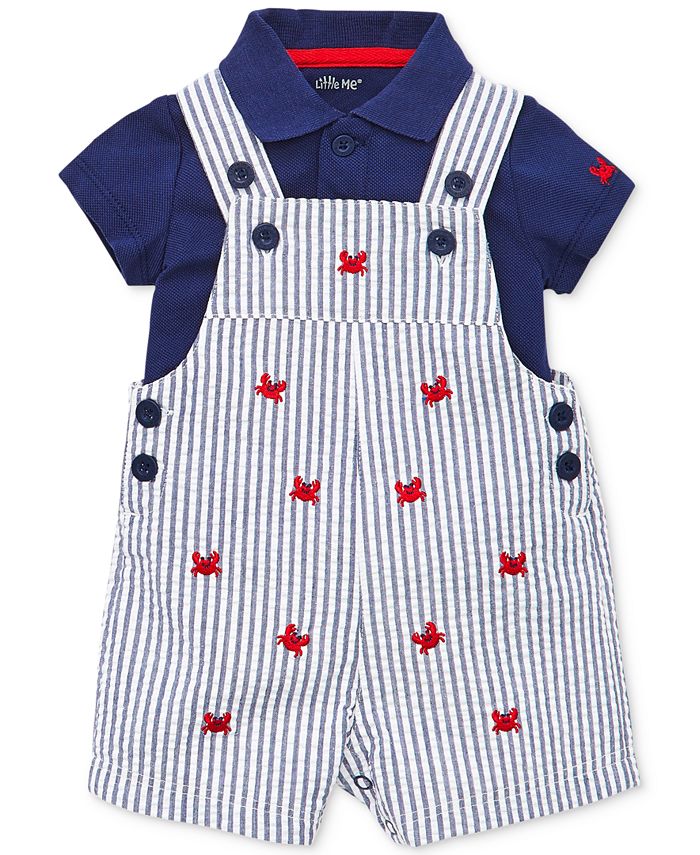 Little Me Baby Boys 2-Pc. Cotton Polo Shirt & Shortall Set - Macy's