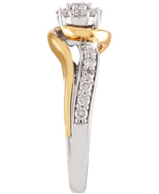 Two-Tone Diamond Cluster Bridal Ring (1/2 ct. t.w.) in 14k White Gold and 14k Gold