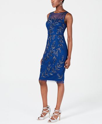 Adrianna Papell Embellished Illusion Sheath Dress - Macy's