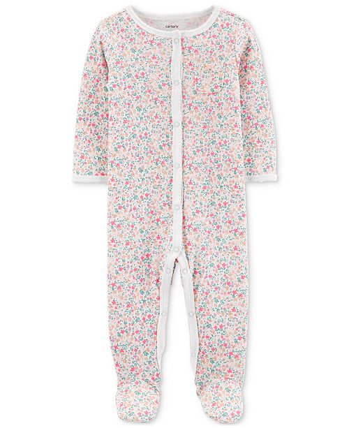Carter's Baby Girls Floral-Print Cotton Footed Coverall & Reviews - All ...