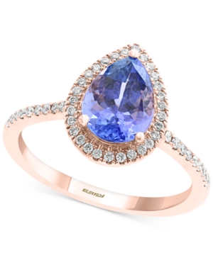 image of Effy Tanzanite (1-1/2 ct. t.w.) & Diamond (1/4 ct. t.w.) Statement Ring in 14k Rose Gold