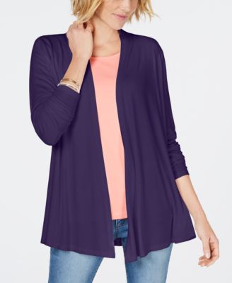 Karen Scott Draped Open-Front Cardigan 