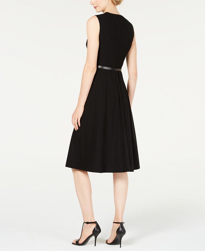 Calvin Klein Belted Foldover Midi Dress - Macy's
