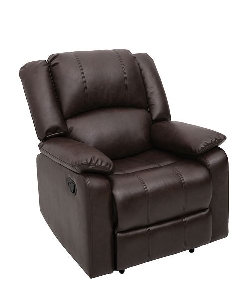 Lifestyle Solutions Austin Recliner Chair With Faux Leather Eucalyptus Wood Reviews Recliners Furniture Macy S