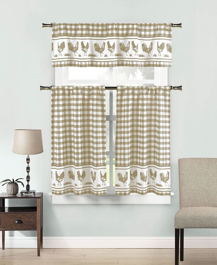 Duck River Textile - Hellen 58" x 15" 3-Piece Kitchen Curtain Set