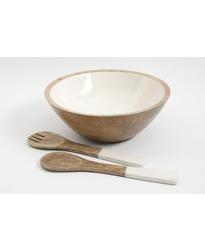 Gibson Laurie Gates Enamel & Wood Salad Set Macy's