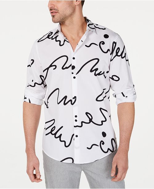 Alfani Men S Scribble Print Shirt Created For Macy S Reviews