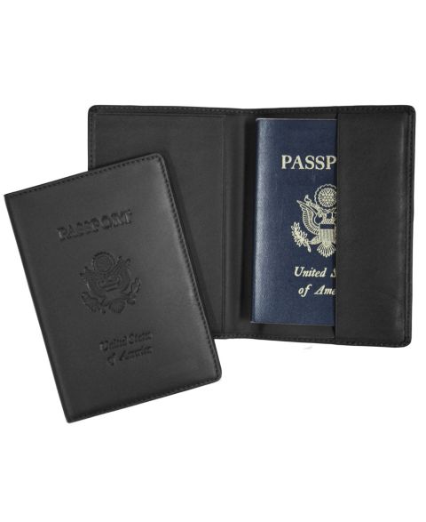 ROYCE New York Men's Passport Seal Embossed RFID Blocking Passport Case