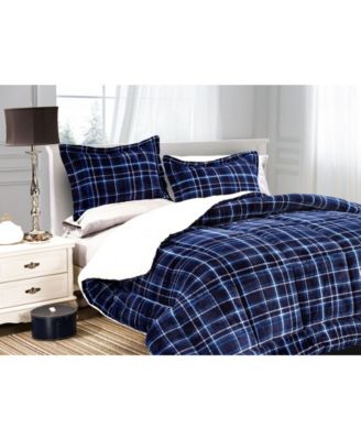 Plaid Micromink/Sherpa Reversible Down Alternative Microsuede 2-Pc. Comforter Sets, Twin
