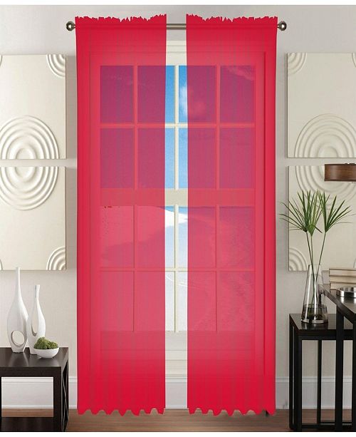 Elegant Comfort 2 Piece Solid Sheer Panel With Rod Pocket Window