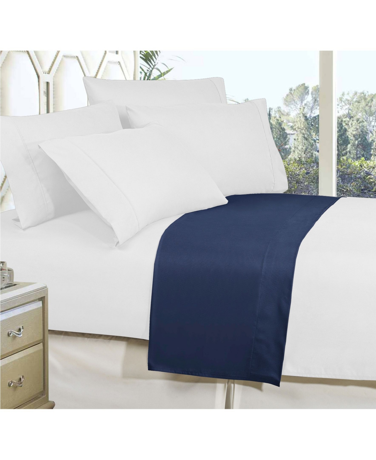 Elegant Comfort Silky Soft Flat Sheet, California King In Blue