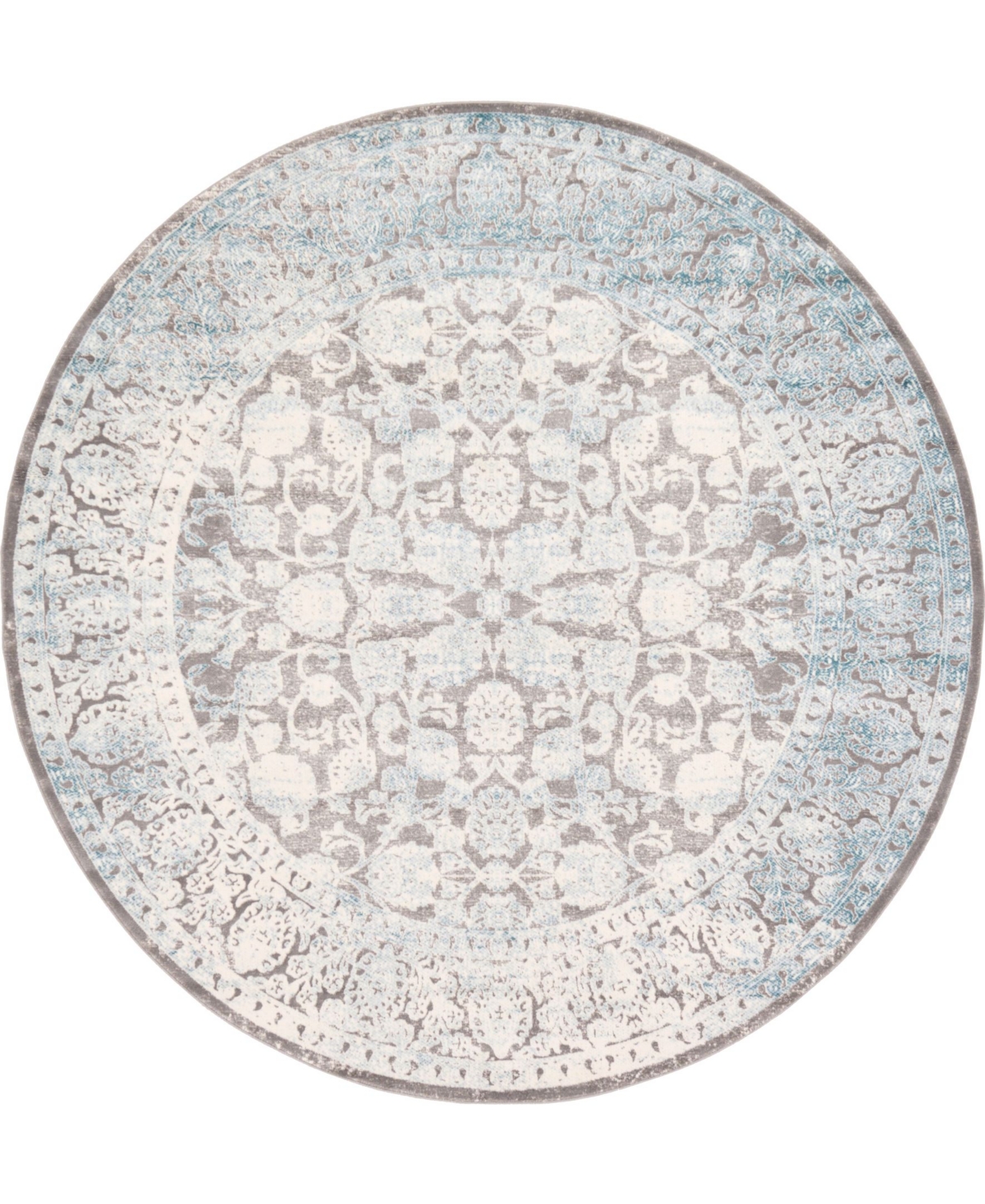 Bayshore Home Norston Nor3 8' x 8' Round Area Rug - Blue