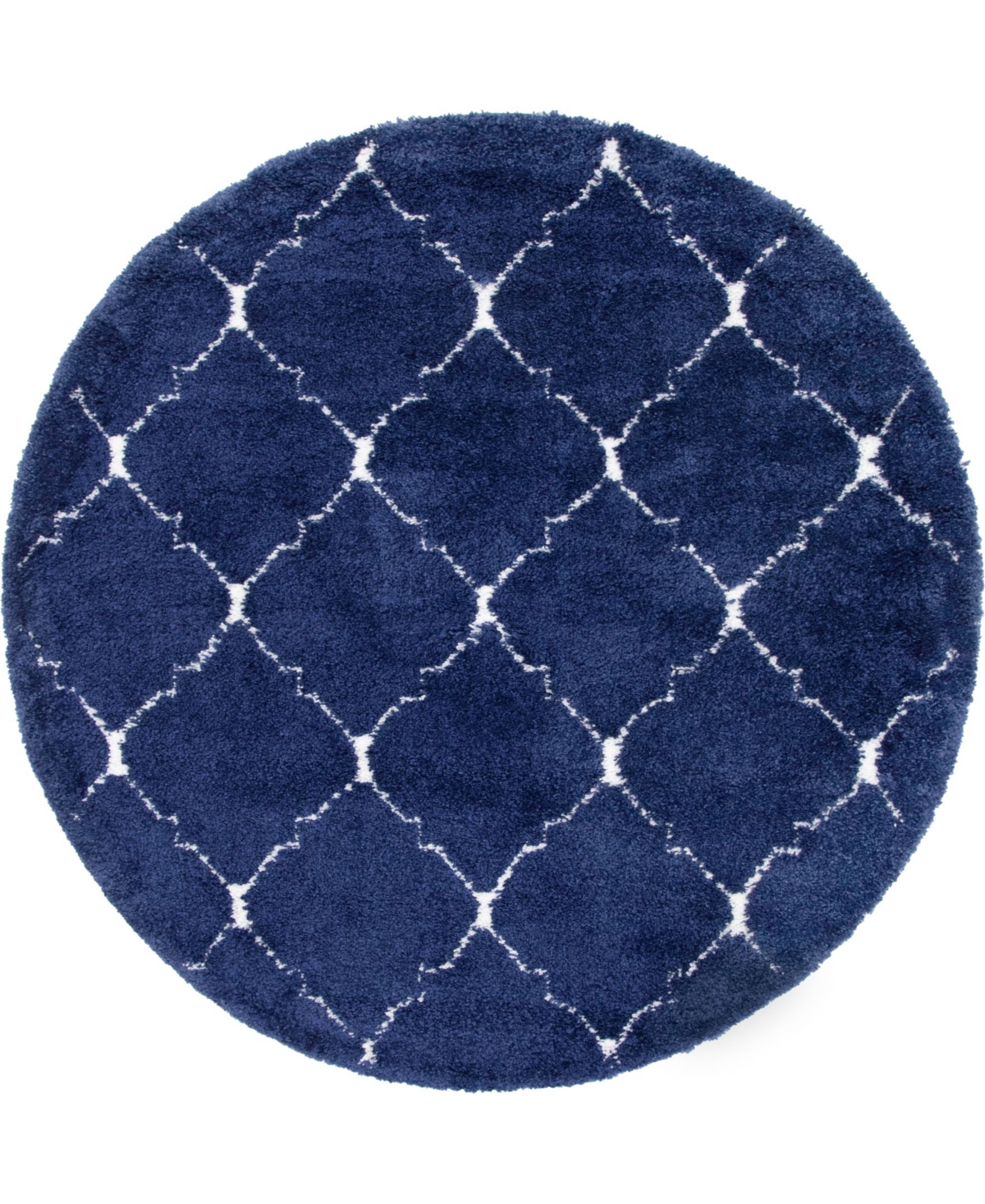 Bayshore Home Fazil Shag Faz5 Navy Blue 8' x 8' Round Area Rug - Navy Blue