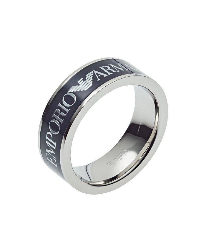 Armani Emporio Men's Blue Stainless Steel Ring - Macy's