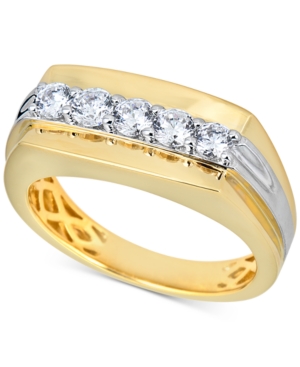 image of Men-s Diamond Cluster Ring (3/4 ct. t.w.) in 10k Gold & 10k White Gold