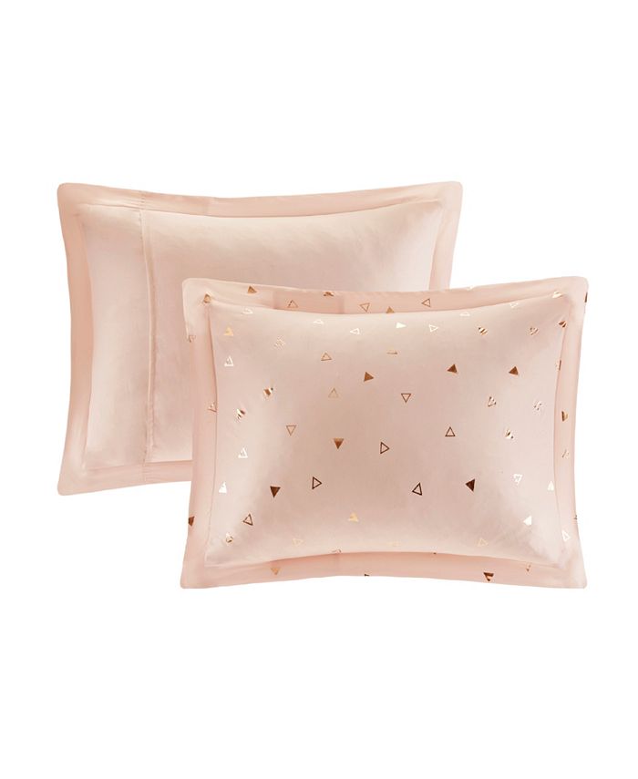 Intelligent Design CLOSEOUT! Zoey Twin/Twin XL 4Pc. Metallic Triangle Print Duvet Cover Set