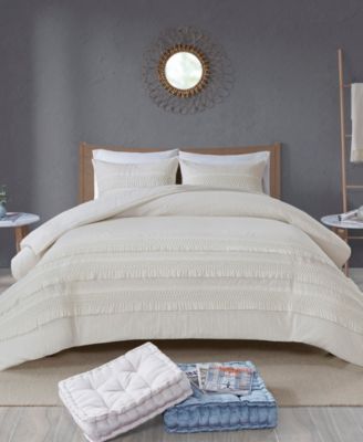Madison Park - Amaya King/California King 3 Piece Cotton Seersucker Duvet Cover Set