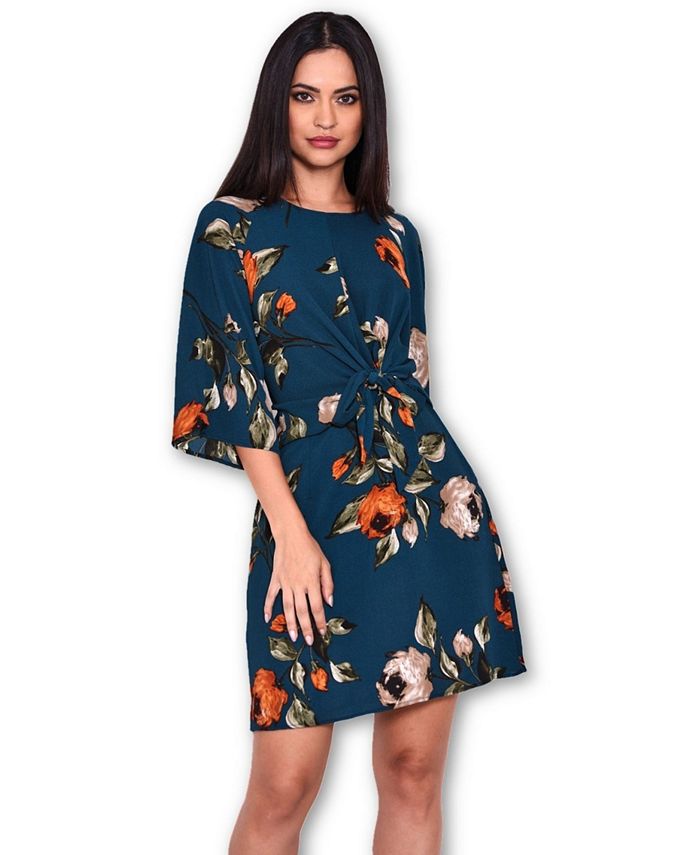 AX Paris Floral Tie Waist Dress Macy's