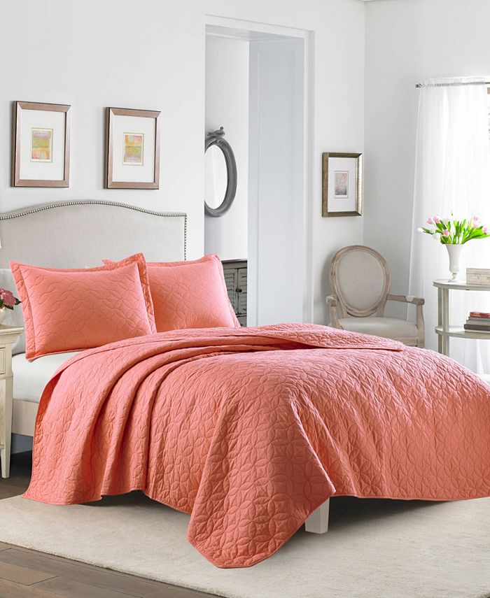 Laura Ashley Solid Coral Quilt Set, Twin & Reviews Quilts