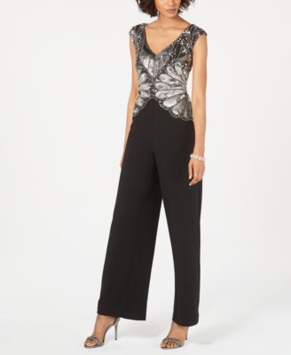 adrianna papell scalloped jumpsuit