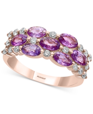 image of Effy Purple Sapphire (1-7/8 ct. t.w.) & Diamond (1/3 ct. t.w.) Statement Ring in 14k Rose Gold