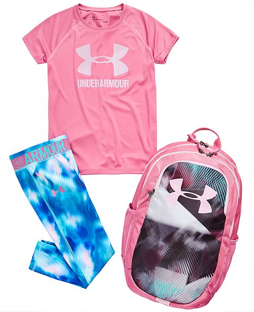 Under Armour Big Girls Logo Solid T Shirt Cropped Leggings