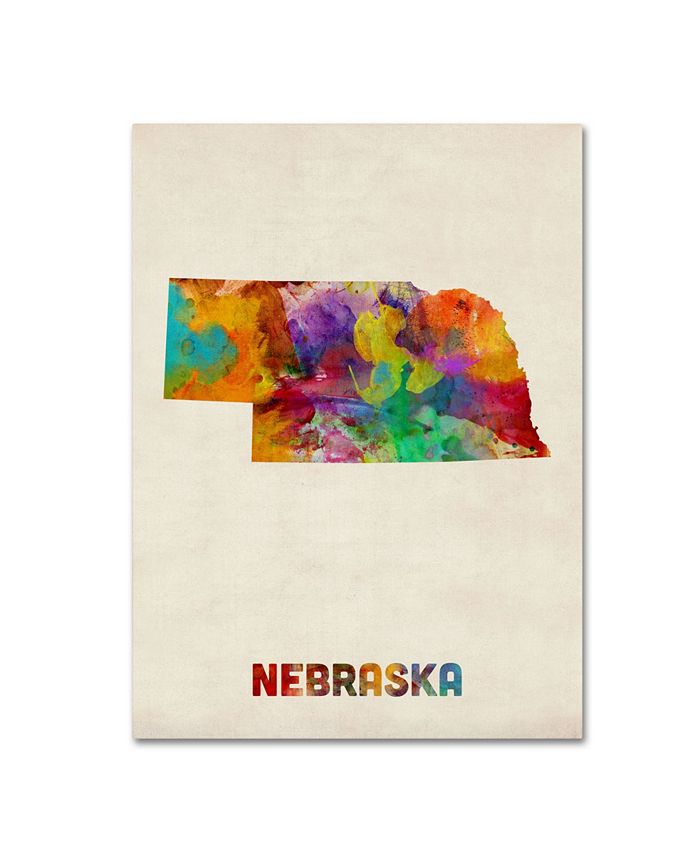 Trademark Global Michael Tompsett 'Nebraska Map' Canvas Art - 24