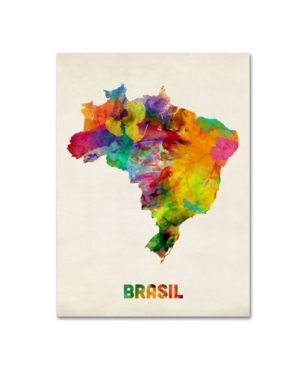 Trademark Global Michael Tompsett 'brasil Watercolor Map' Canvas Art In Multi