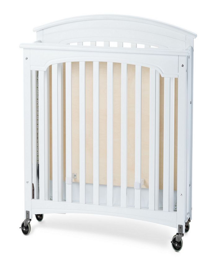 Child Craft Royale Folding FixedSide Compact Crib, Slatted with 4