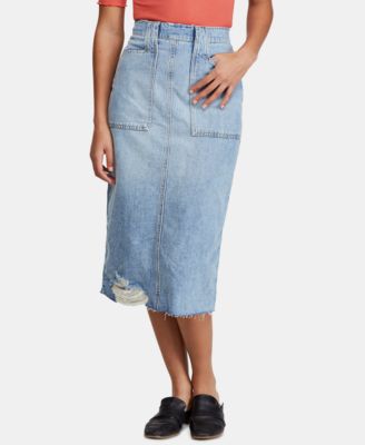 ripped jean skirt grey