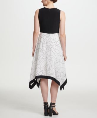 DKNY Printed Handkerchief Hem Dress - Macy's