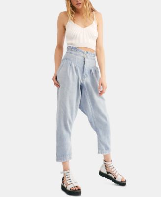 Free People - Mover And Shaker Cotton Pleated Straight-Leg Jeans