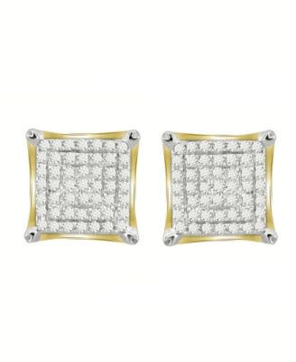 Men's Diamond (1/4 ct.t.w.) Square Earring Set in 10k Yellow Gold