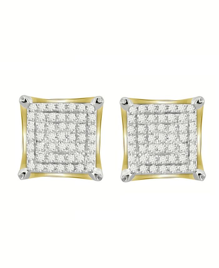 Macy's - Men's Diamond (1/4 ct.t.w.) Square Earring Set in 10k Yellow Gold