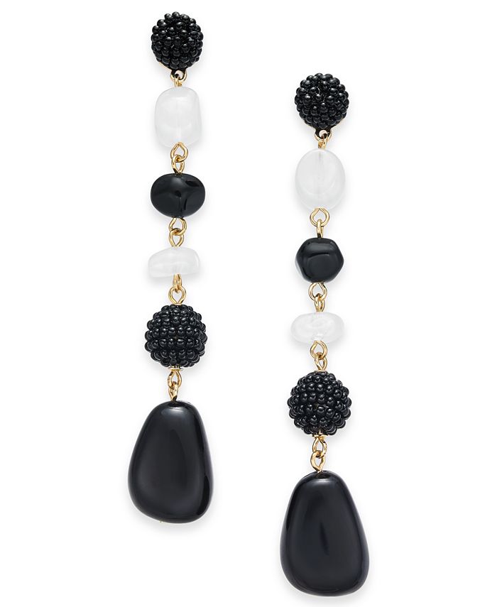 INC International Concepts INC GoldTone Black & White Bead Linear Drop