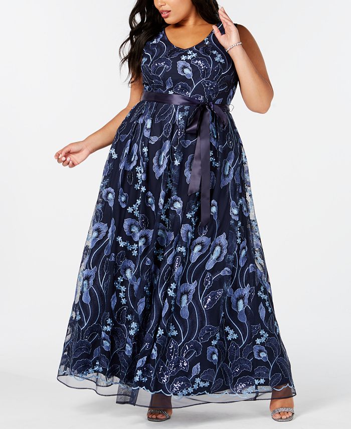 R & M Richards Plus Size Embroidered Gown - Macy's