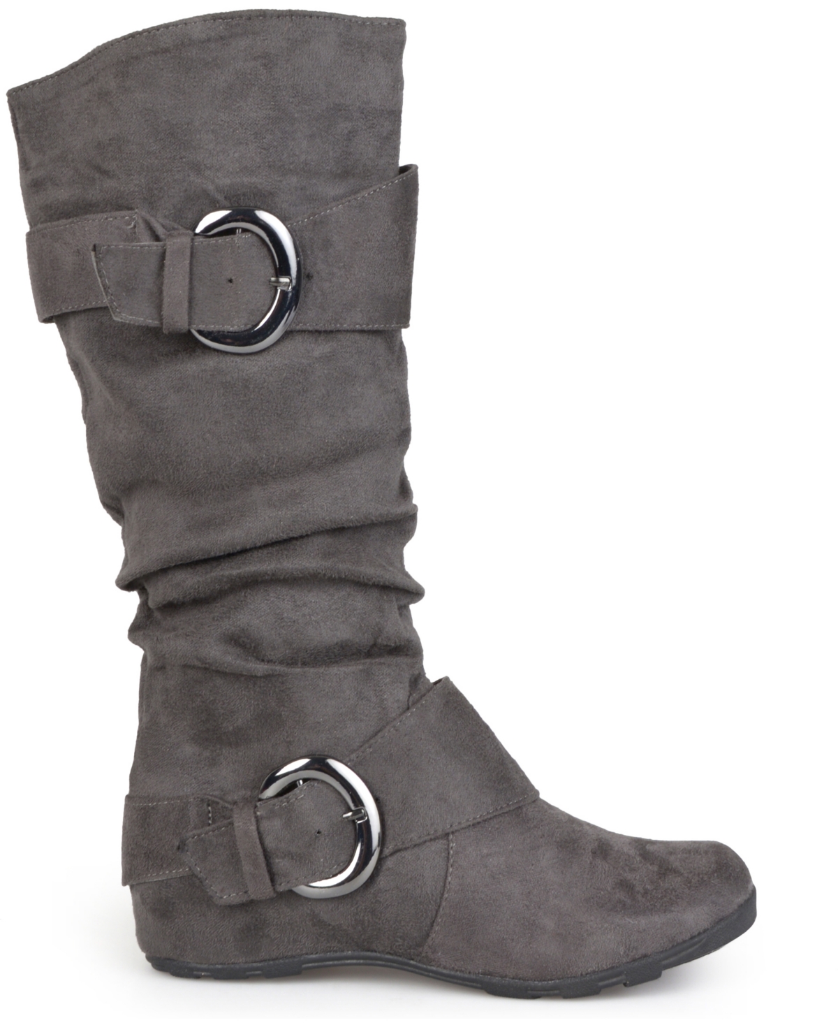Journee Collection Women's Jester Rouched Buckle Mid Shaft Boots