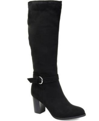 pop womens foster riding boots stacked heel buckle