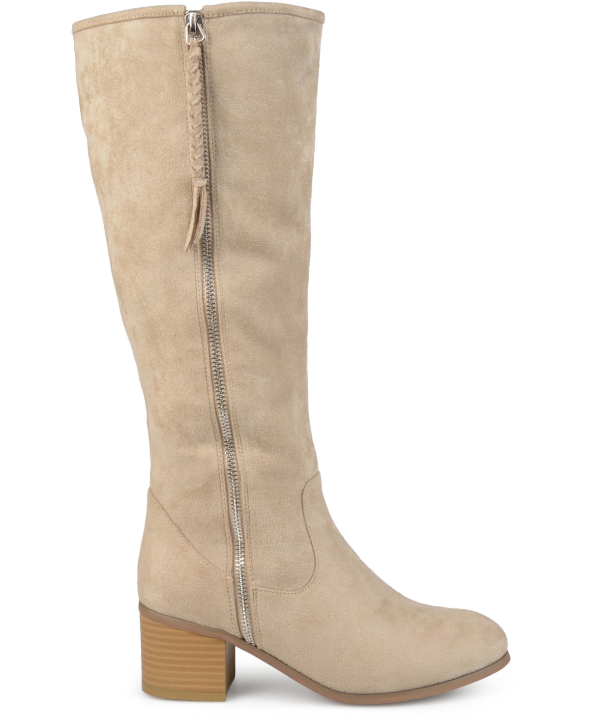 JOURNEE COLLECTION WOMEN'S SANORA WIDE CALF STACKED HEEL MID SHAFT BOOTS 