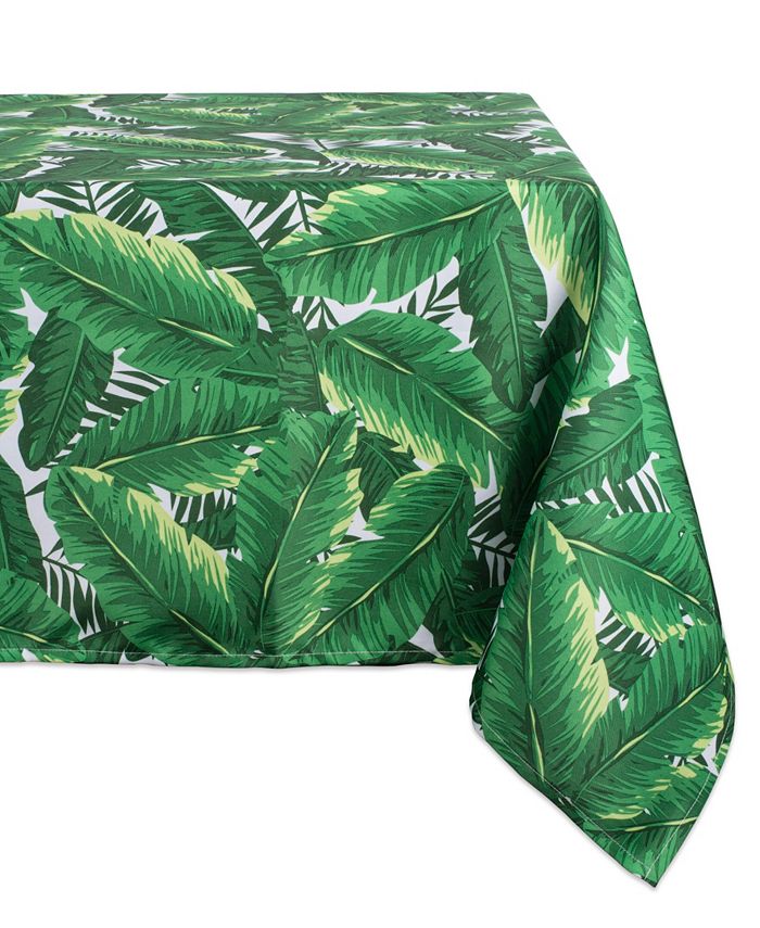 Design Imports Banana Leaf Outdoor Tablecloth with Zipper 60" Round